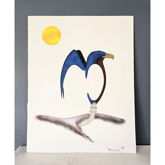 Original Tracy Loyie Cree Indigenous Painting Surrealist Eagle Bird Landscape - Picture 1 of 8